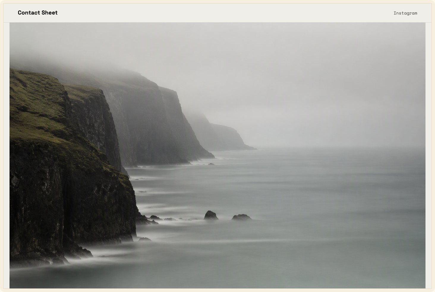Snapshot of the Contact Sheet theme — a swiss-design grid of numbered black-and-white frames
